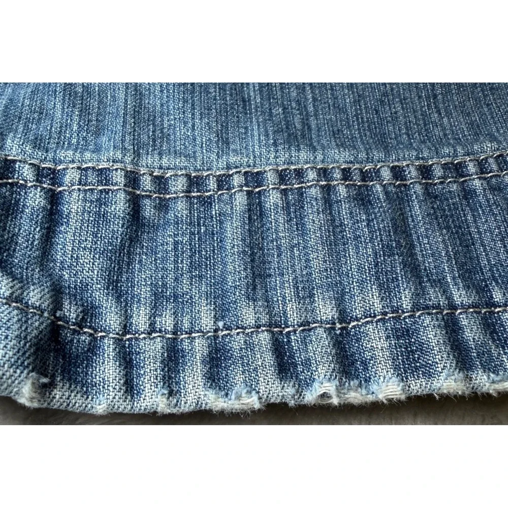 Vintage Old Navy Girls Size 16 Wide Leg Cargo Jeans Blue Denim Y2K Baggy Utility